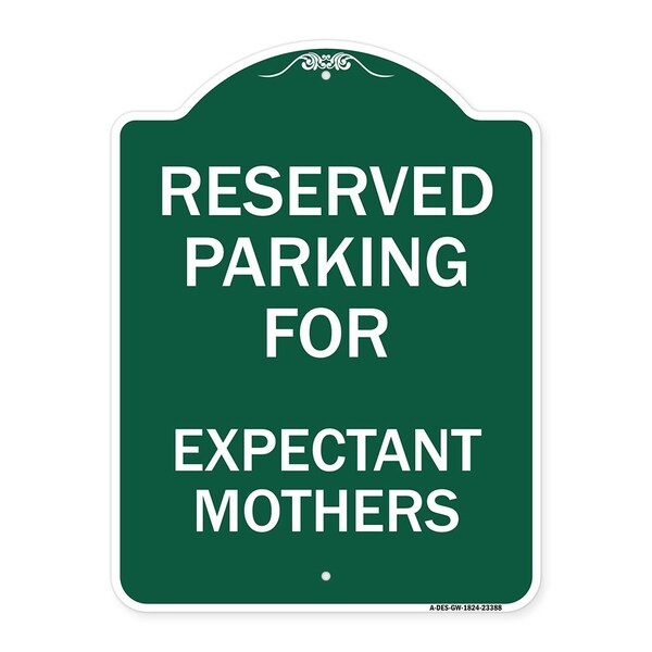 Parking Reserved for Expectant Mothers, Green & White Aluminum Sign, 24" L, 18" H, GW-1824-23388